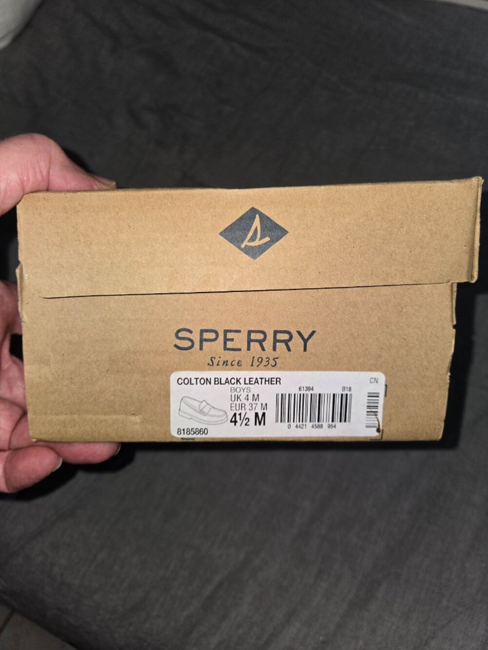 Brand new Sperry Colton Black Leather Penny Loafers in Boys Size 4.5 Medium. - Picture 6 of 6